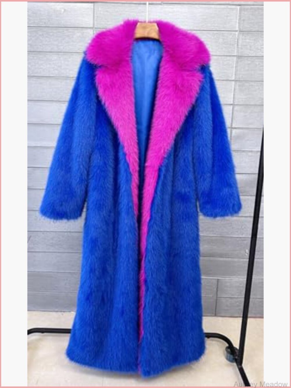 Faux Fur Long Coat - Warm Winter Overcoat with Shawl Collar - Picture 4 of 7